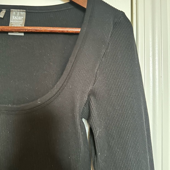 Rib Seamless Scoop Longsleeve Bodysuit - Black - Picture 4 of 7